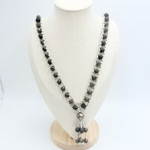 Vintage Silver Plated Bali Style Rose Bud
Metal Beaded Necklace